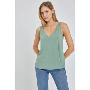 Be Cool Women's Bamboo Blend V-Neck Tank Top in Green - Sz S